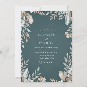Invitation Mariage Feuillu Beige Ardoise