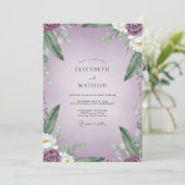 Invitation Mariage Feuillu Blanc Perle de Lilas (Debout devant)
