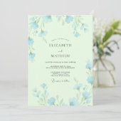 Invitation Mariage Feuillu Bleu Ciel Pistache (Debout devant)