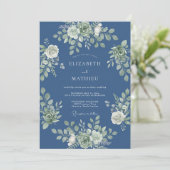 Invitation Mariage Feuillu Bleuet (Debout devant)