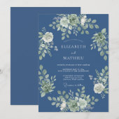 Invitation Mariage Feuillu Bleuet (Devant / Derrière)