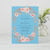 Invitation Mariage Feuillu Bleuet Abricot (Debout devant)