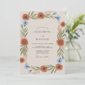 Invitation Mariage Feuillu Bleuet Rouille (Debout devant)