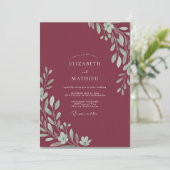 Invitation Mariage Feuillu Bordeaux (Debout devant)