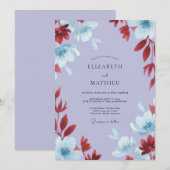 Invitation Mariage Feuillu Bourguignon Lilas (Devant / Derrière)