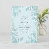 Invitation Mariage Feuillu Céruléen Glacial (Debout devant)