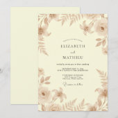 Invitation Mariage Feuillu Champagne (Devant / Derrière)