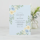 Invitation Mariage Feuillu Champagne Pervenche (Debout devant)