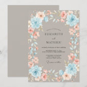 Invitation Mariage Feuillu Chaud Bleuet (Devant / Derrière)