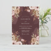 Invitation Mariage Feuillu Chocolat Taupe (Debout devant)