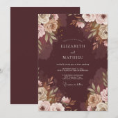 Invitation Mariage Feuillu Chocolat Taupe (Devant / Derrière)