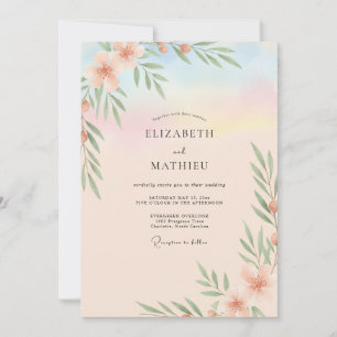 Invitation Mariage Feuillu Ciel Abricot