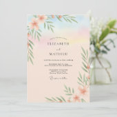 Invitation Mariage Feuillu Ciel Abricot (Debout devant)
