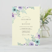 Invitation Mariage Feuillu Citron Améthyste (Debout devant)