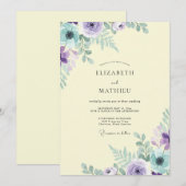 Invitation Mariage Feuillu Citron Améthyste (Devant / Derrière)