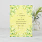 Invitation Mariage Feuillu Citron Ensoleillé (Debout devant)