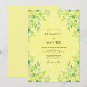 Invitation Mariage Feuillu Citron Ensoleillé (Devant / Derrière)