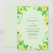 Invitation Mariage Feuillu Citron Vert (Devant / Derrière)