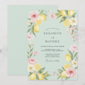 Invitation Mariage Feuillu Citron Vert de Mer (Devant / Derrière)