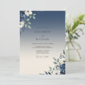 Invitation Mariage Feuillu Cobalt Sage (Debout devant)