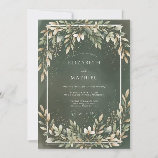 Invitation Mariage Feuillu Crème de Forêt (Devant)