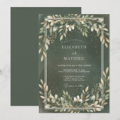 Invitation Mariage Feuillu Crème de Forêt (Devant / Derrière)