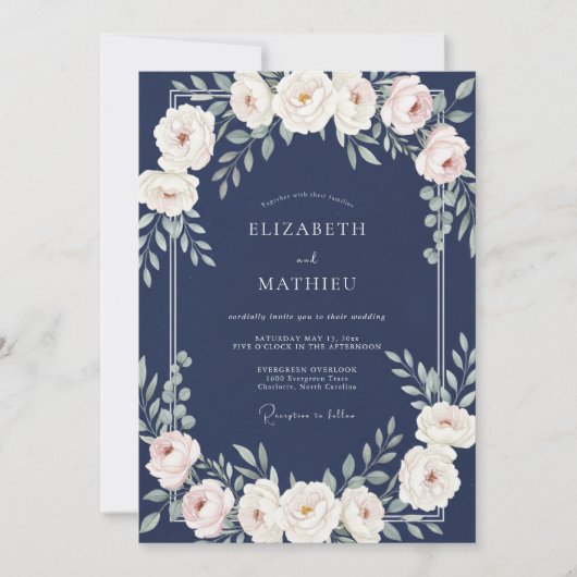Invitation Mariage Feuillu Crème de Saphir (Devant)