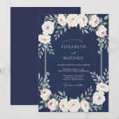 Invitation Mariage Feuillu Crème de Saphir (Devant / Derrière)