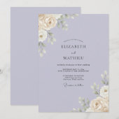 Invitation Mariage Feuillu Crème et Lilas (Devant / Derrière)