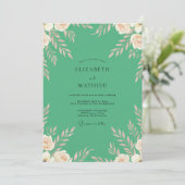 Invitation Mariage Feuillu Crème Menthe (Debout devant)