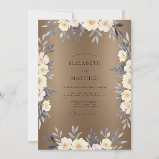 Invitation Mariage Feuillu Crème Taupe (Devant)