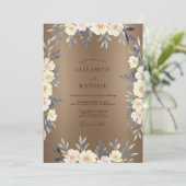 Invitation Mariage Feuillu Crème Taupe (Debout devant)