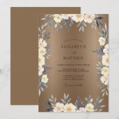 Invitation Mariage Feuillu Crème Taupe (Devant / Derrière)