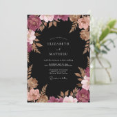 Invitation Mariage Feuillu Cuivre Bourgogne (Debout devant)