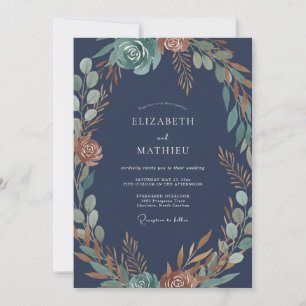 Invitation Mariage Feuillu Cuivre de Minuit