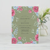 Invitation Mariage Feuillu de Bleuet Sauge (Debout devant)