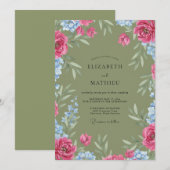 Invitation Mariage Feuillu de Bleuet Sauge (Devant / Derrière)