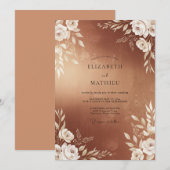 Invitation Mariage Feuillu de Cuivre (Devant / Derrière)