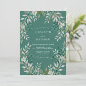 Invitation Mariage Feuillu de Feuillaison de Mer Sombre (Debout devant)