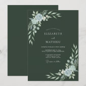 Invitation Mariage Feuillu de Forêt d'Ardoise (Devant / Derrière)