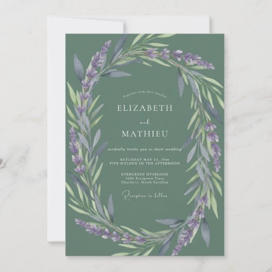 Invitation Mariage Feuillu de Lilas Mousseux (Devant)
