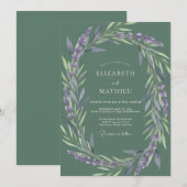Invitation Mariage Feuillu de Lilas Mousseux (Devant / Derrière)