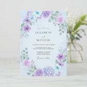 Invitation Mariage Feuillu de Lilas Violet (Debout devant)