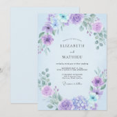 Invitation Mariage Feuillu de Lilas Violet (Devant / Derrière)