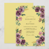 Invitation Mariage Feuillu de Maïs et Prune (Devant / Derrière)