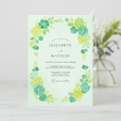 Invitation Mariage Feuillu de Menthe Citron (Debout devant)