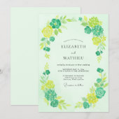 Invitation Mariage Feuillu de Menthe Citron (Devant / Derrière)