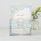 Invitation Mariage Feuillu de Menthe Sableux (Debout devant)