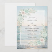 Invitation Mariage Feuillu de Menthe Sableux (Devant / Derrière)