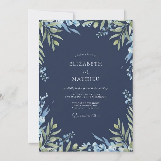 Invitation Mariage Feuillu de Minuit (Devant)